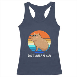Funny Capybara Racerback Tank Top Vintage Rodent Dont Be Worry Be Capy TS10 Navy Print Your Wear