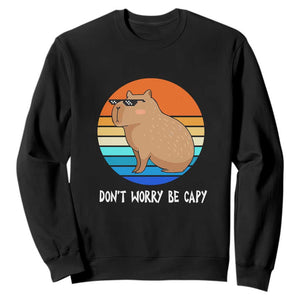 Funny Capybara Sweatshirt Vintage Rodent Dont Be Worry Be Capy TS10 Black Print Your Wear