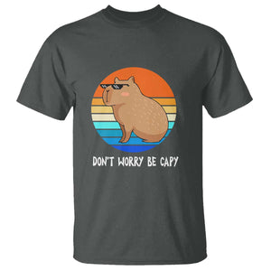 Funny Capybara T Shirt Vintage Rodent Dont Be Worry Be Capy TS10 Dark Heather Print Your Wear