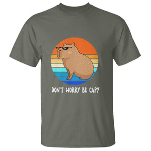 Funny Capybara T Shirt Vintage Rodent Dont Be Worry Be Capy TS10 Military Green Print Your Wear