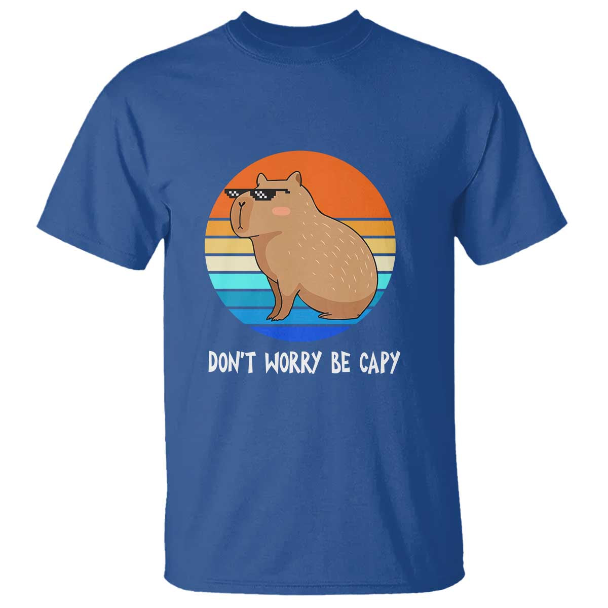 Funny Capybara T Shirt Vintage Rodent Dont Be Worry Be Capy TS10 Royal Blue Print Your Wear