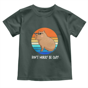 Funny Capybara Toddler T Shirt Vintage Rodent Dont Be Worry Be Capy TS10 Dark Forest Green Print Your Wear