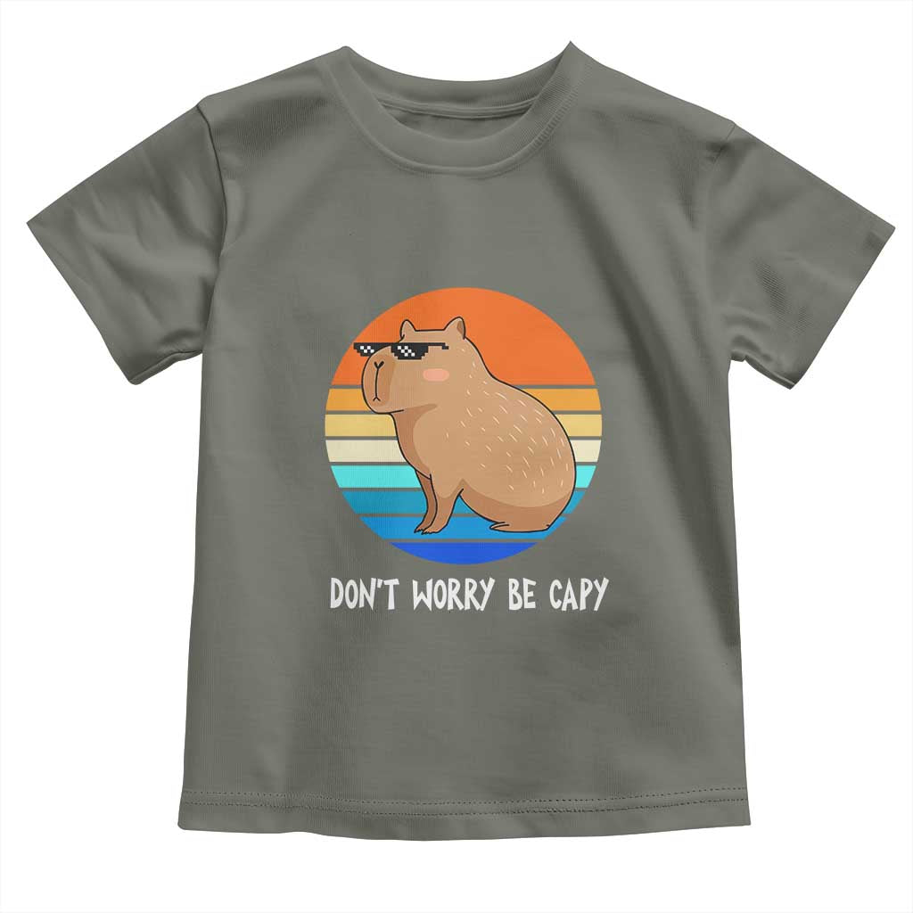Funny Capybara Toddler T Shirt Vintage Rodent Dont Be Worry Be Capy TS10 Military Green Print Your Wear