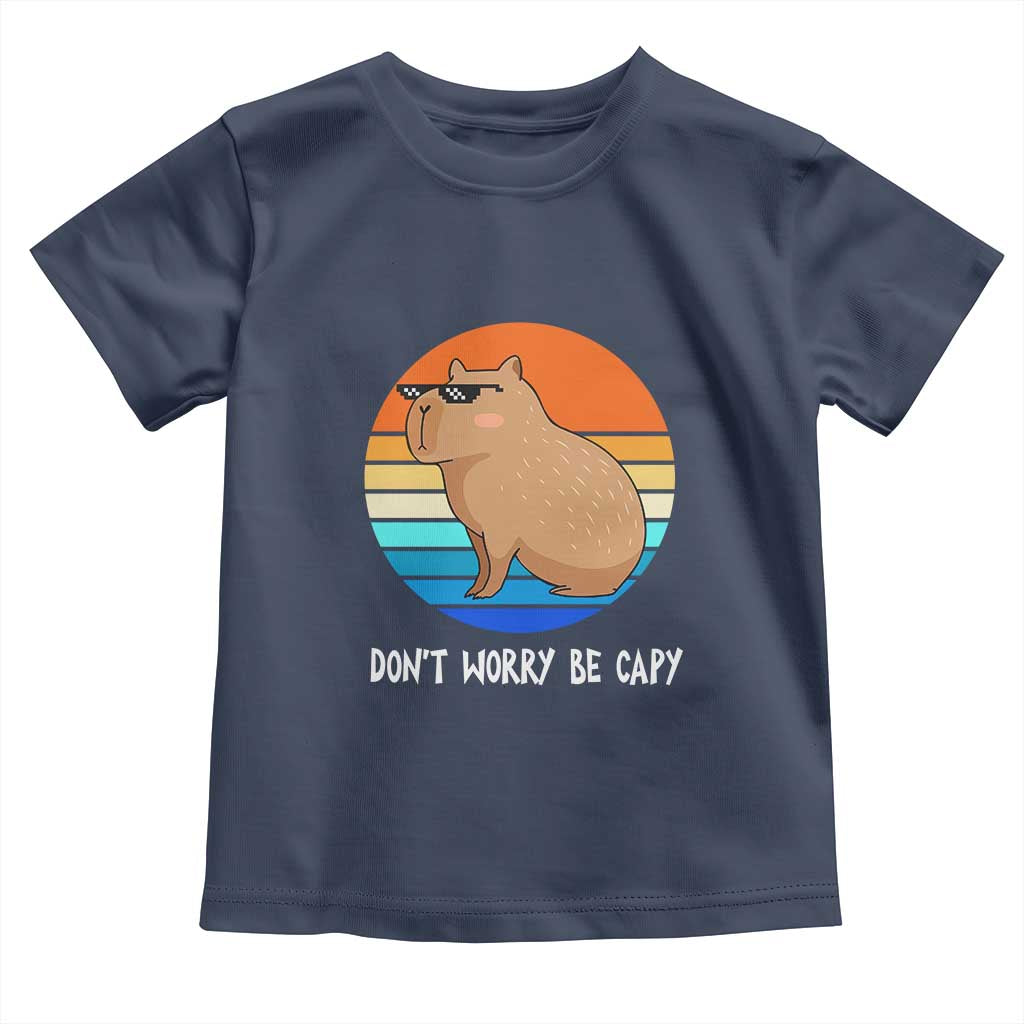 Funny Capybara Toddler T Shirt Vintage Rodent Dont Be Worry Be Capy TS10 Navy Print Your Wear