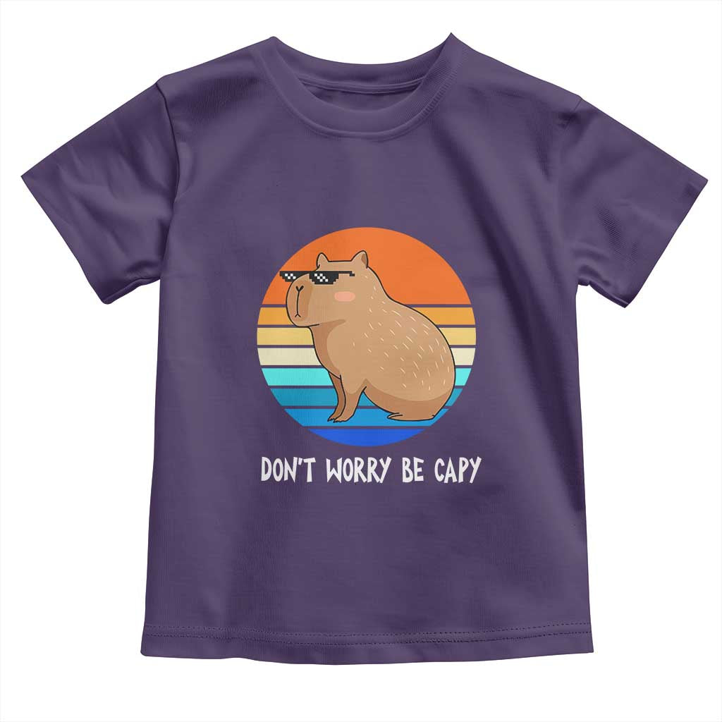 Funny Capybara Toddler T Shirt Vintage Rodent Dont Be Worry Be Capy TS10 Purple Print Your Wear