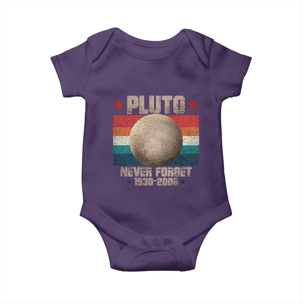 Pluto Never Forget 1930-2006 Planet Baby Onesie Funny Vintage Retro Astronomy Space TS10 Purple Print Your Wear