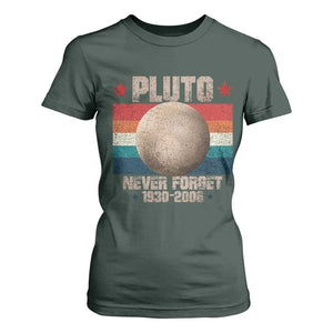 Pluto Never Forget 1930-2006 Planet T Shirt For Women Funny Vintage Retro Astronomy Space TS10 Dark Forest Green Print Your Wear