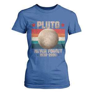Pluto Never Forget 1930-2006 Planet T Shirt For Women Funny Vintage Retro Astronomy Space TS10 Royal Blue Print Your Wear