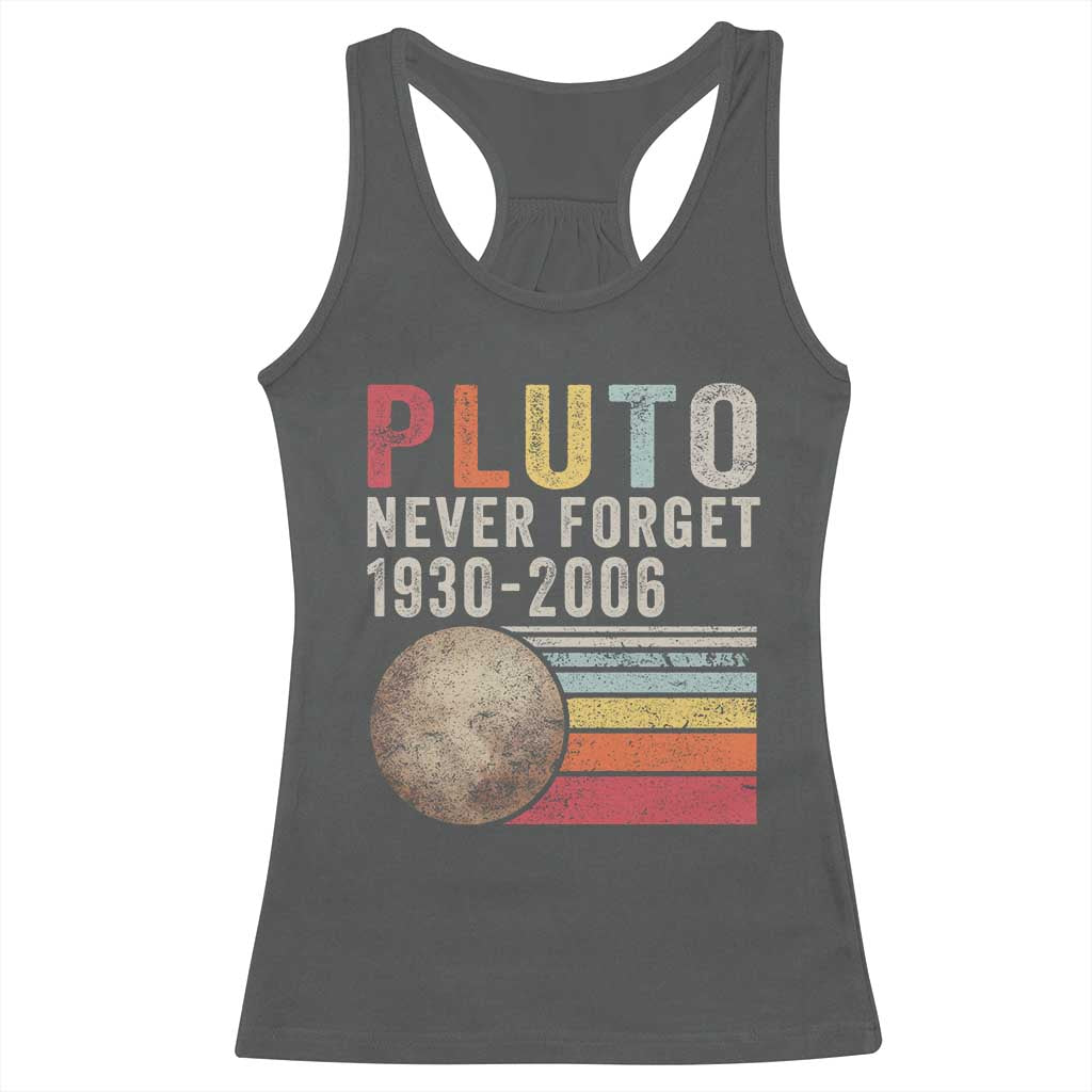 Never Forget Pluto Racerback Tank Top Retro Style Funny Space Science TS10 Dark Heather Print Your Wear