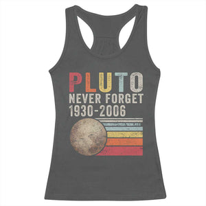 Never Forget Pluto Racerback Tank Top Retro Style Funny Space Science TS10 Dark Heather Print Your Wear