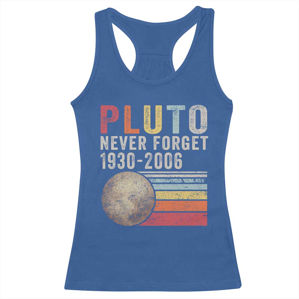 Never Forget Pluto Racerback Tank Top Retro Style Funny Space Science TS10 Royal Blue Print Your Wear