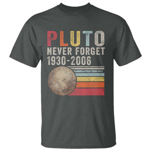 Never Forget Pluto T Shirt Retro Style Funny Space Science TS10 Dark Heather Print Your Wear