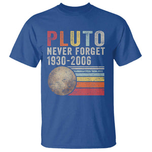 Never Forget Pluto T Shirt Retro Style Funny Space Science TS10 Royal Blue Print Your Wear