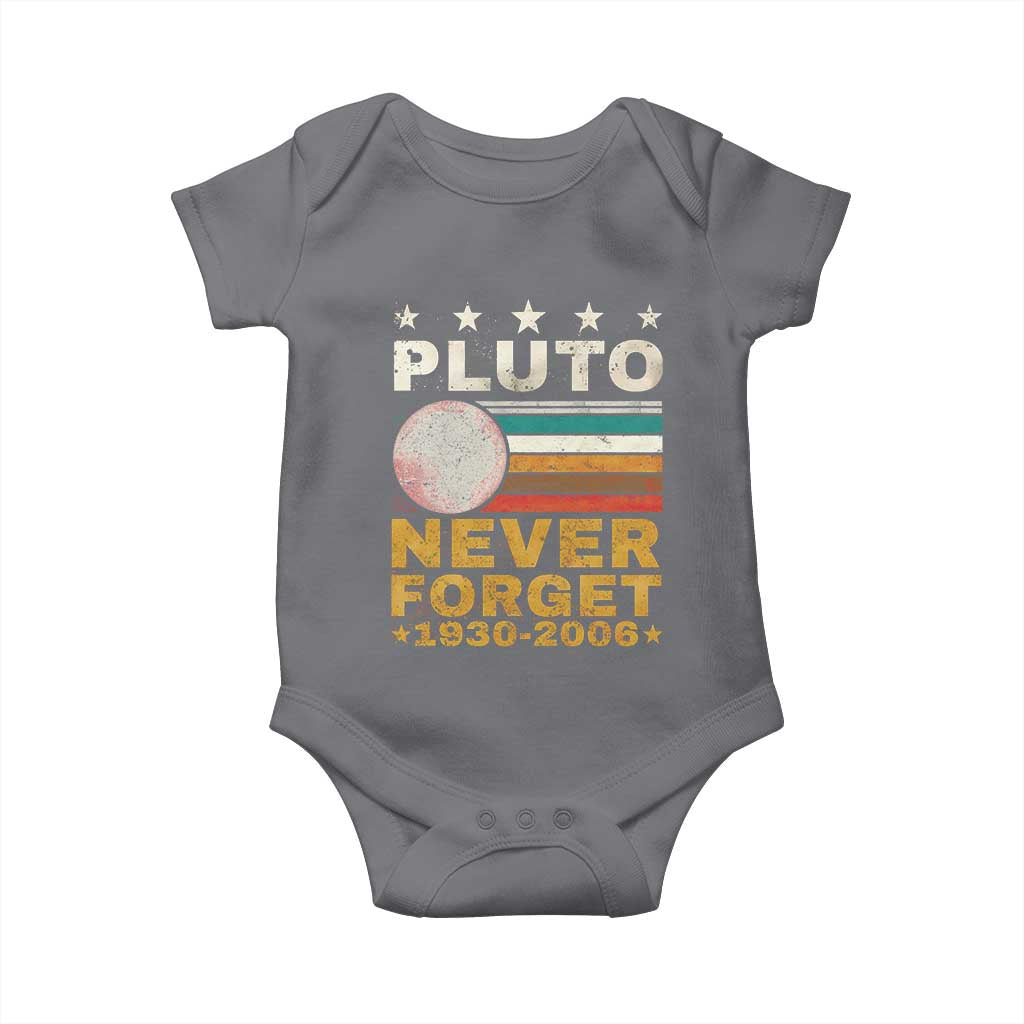 Never Forget Pluto Baby Onesie Retro Style Funny Space Science 1930-2006 TS10 Charcoal Print Your Wear