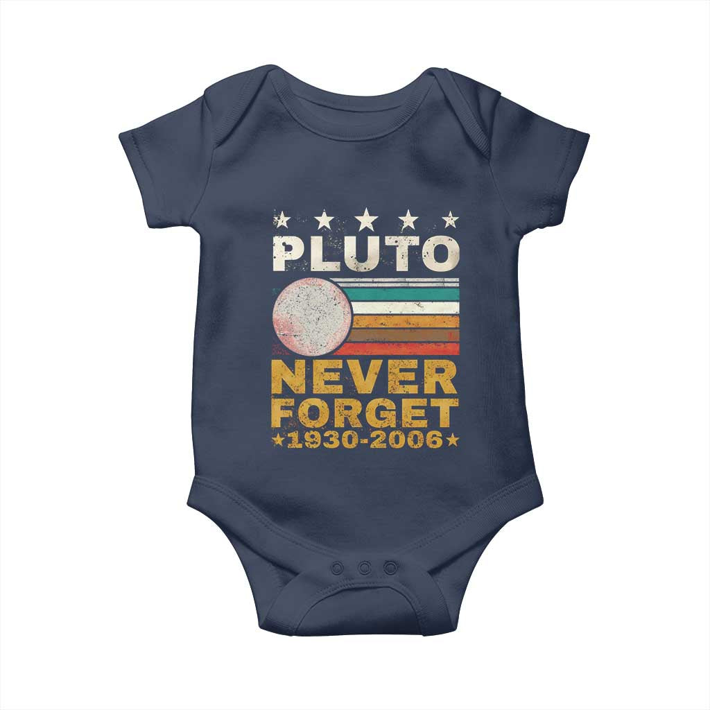 Never Forget Pluto Baby Onesie Retro Style Funny Space Science 1930-2006 TS10 Navy Print Your Wear