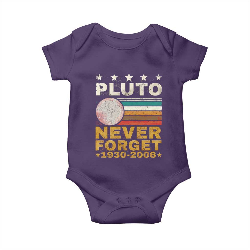 Never Forget Pluto Baby Onesie Retro Style Funny Space Science 1930-2006 TS10 Purple Print Your Wear