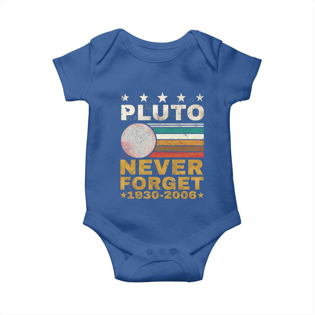 Never Forget Pluto Baby Onesie Retro Style Funny Space Science 1930-2006 TS10 Royal Blue Print Your Wear