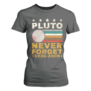 Never Forget Pluto T Shirt For Women Retro Style Funny Space Science 1930-2006 TS10 Dark Heather Print Your Wear