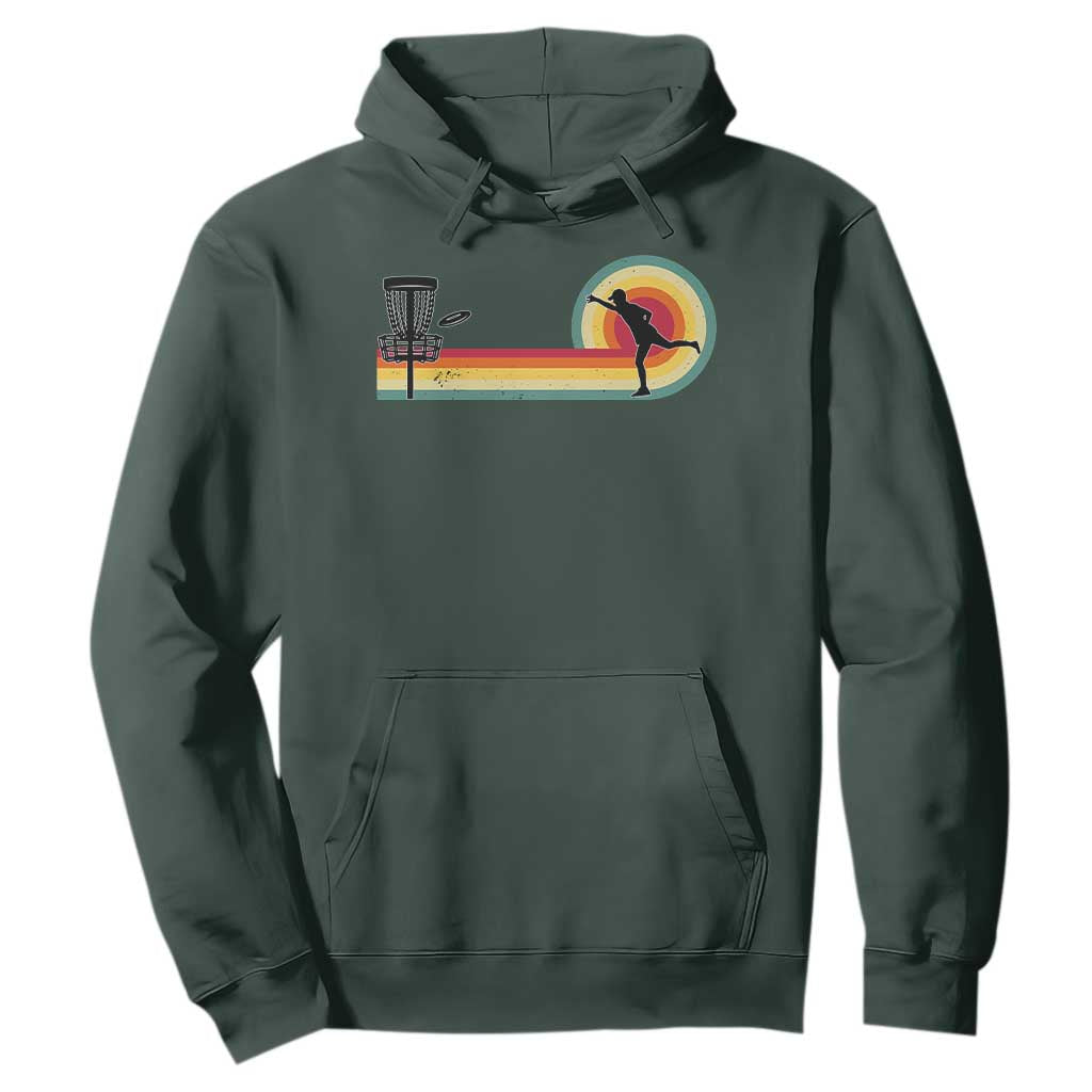 Disc Golf Retro Hoodie Vintage Frisbee Golf Player TS10 Dark Forest Green Print Your Wear