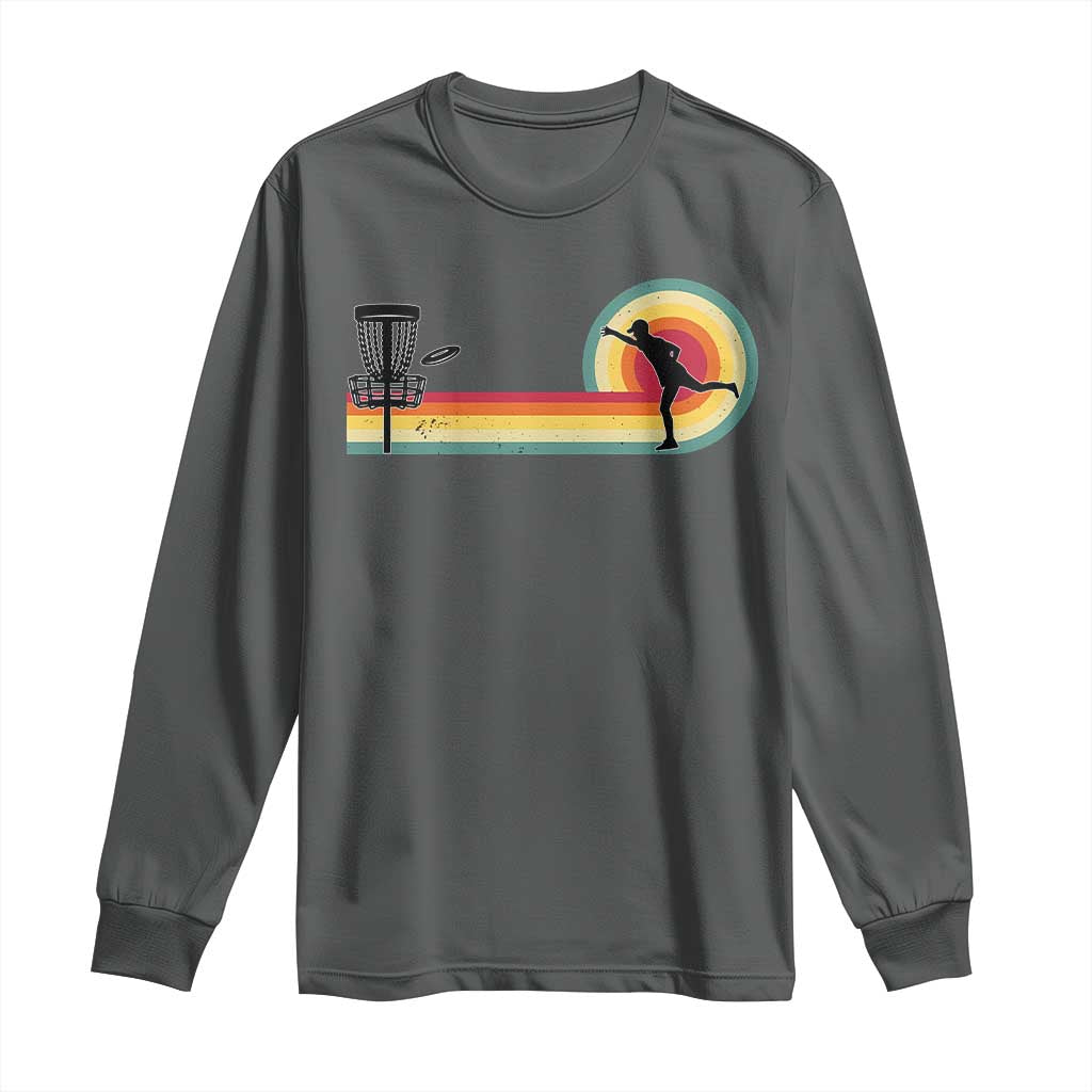 Disc Golf Retro Long Sleeve Shirt Vintage Frisbee Golf Player TS10 Dark Heather Print Your Wear