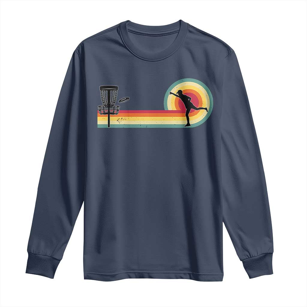 Disc Golf Retro Long Sleeve Shirt Vintage Frisbee Golf Player TS10 Navy Print Your Wear