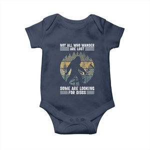 Funny Bigfoot Disc Golf Baby Onesie Not All Who Wander Are Lost Sasquatch Lovers TS10 Navy Print Your Wear
