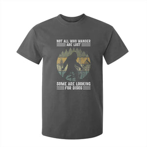Funny Bigfoot Disc Golf T Shirt For Kid Not All Who Wander Are Lost Sasquatch Lovers TS10 Dark Heather Print Your Wear