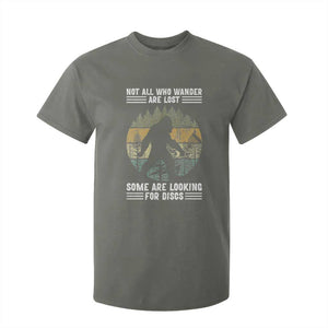 Funny Bigfoot Disc Golf T Shirt For Kid Not All Who Wander Are Lost Sasquatch Lovers TS10 Military Green Print Your Wear