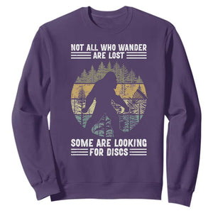 Funny Bigfoot Disc Golf Sweatshirt Not All Who Wander Are Lost Sasquatch Lovers TS10 Purple Print Your Wear