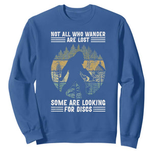 Funny Bigfoot Disc Golf Sweatshirt Not All Who Wander Are Lost Sasquatch Lovers TS10 Royal Blue Print Your Wear