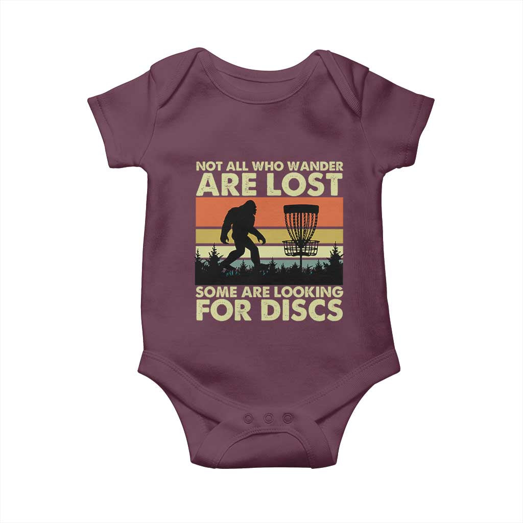 Funny Disc Golf Bigfoot Baby Onesie Vintage Sasquatch Sports Golfer Dad Frisbee TS10 Maroon Print Your Wear