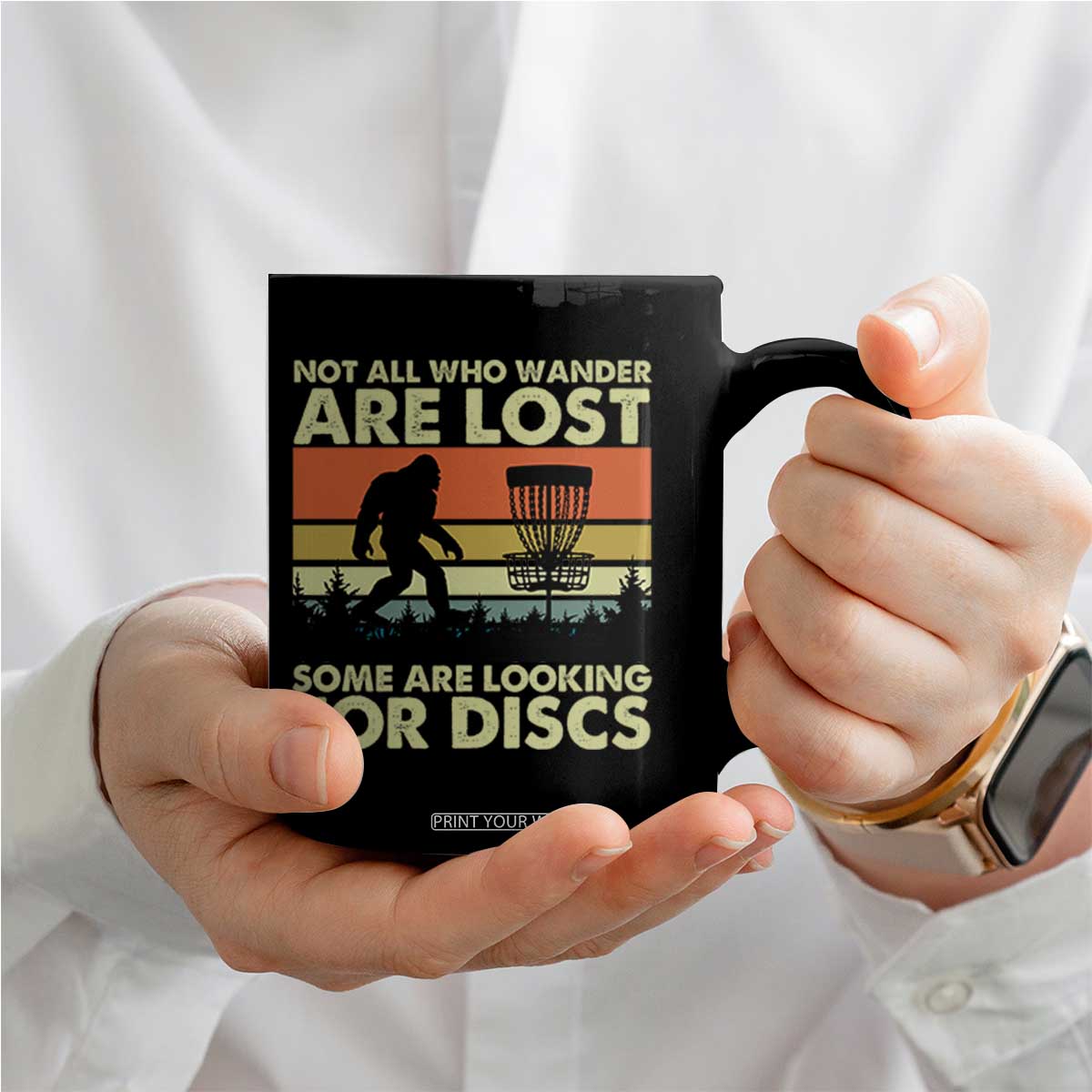 Funny Disc Golf Bigfoot Coffee Mug Vintage Sasquatch Sports Golfer Dad Frisbee TS10 Print Your Wear