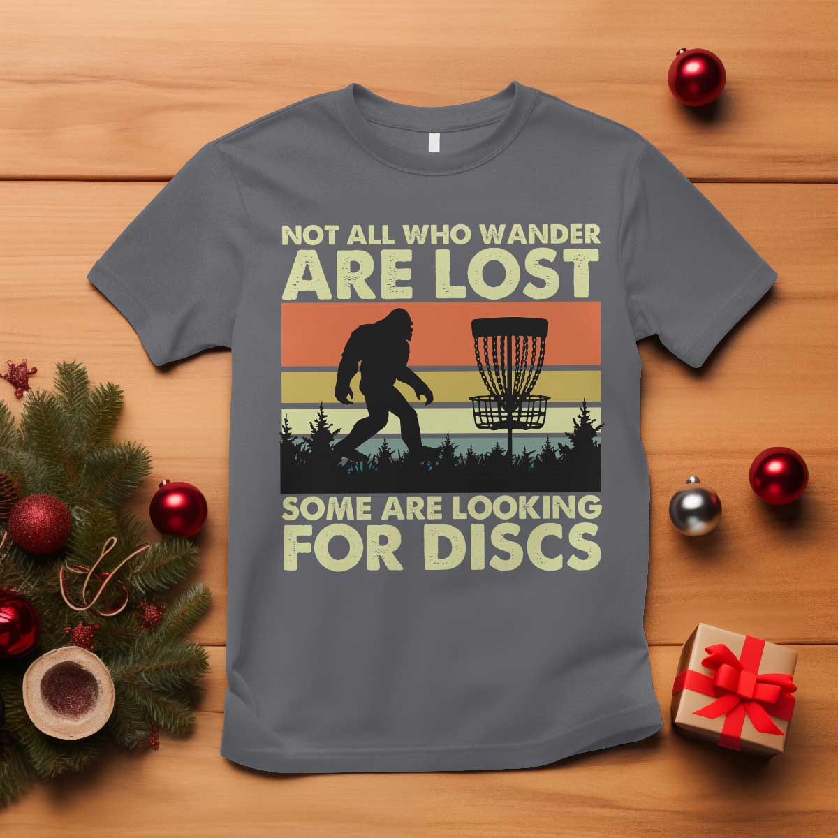 Funny Disc Golf Bigfoot T Shirt Vintage Sasquatch Sports Golfer Dad Frisbee TS10 Charcoal Print Your Wear