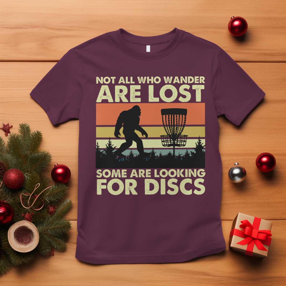 Funny Disc Golf Bigfoot T Shirt Vintage Sasquatch Sports Golfer Dad Frisbee TS10 Maroon Print Your Wear