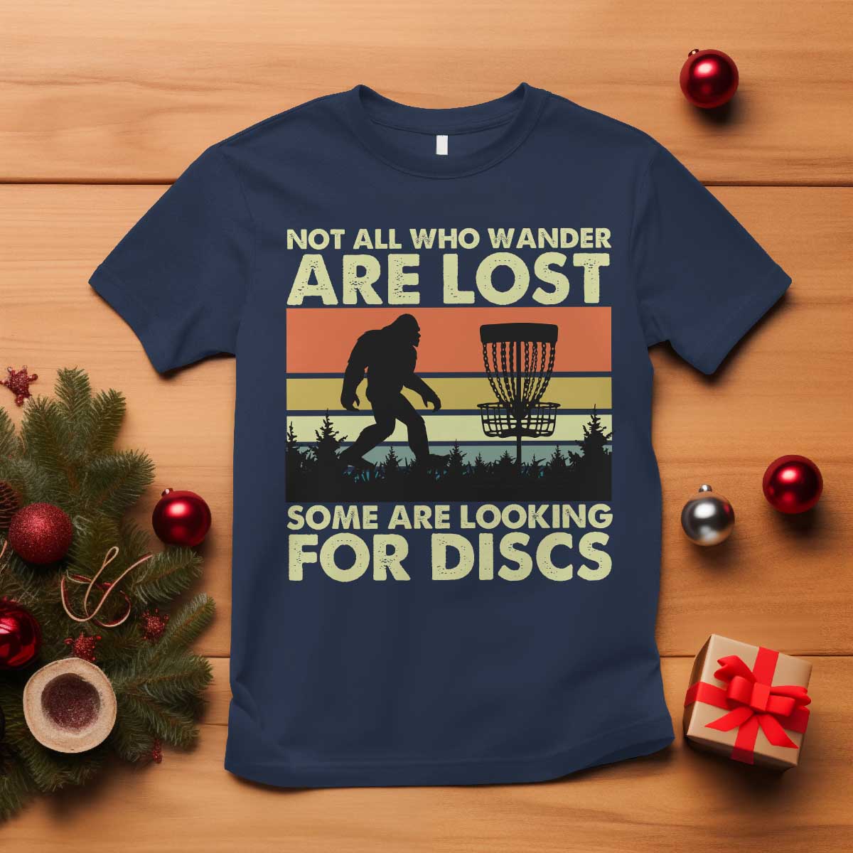 Funny Disc Golf Bigfoot T Shirt Vintage Sasquatch Sports Golfer Dad Frisbee TS10 Navy Print Your Wear