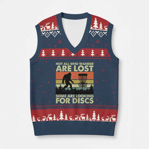 Funny Disc Golf Bigfoot V-Neck Knit Sweater Vest Vintage Sasquatch Sports Golfer Dad Frisbee TS10 Navy Red Print Your Wear