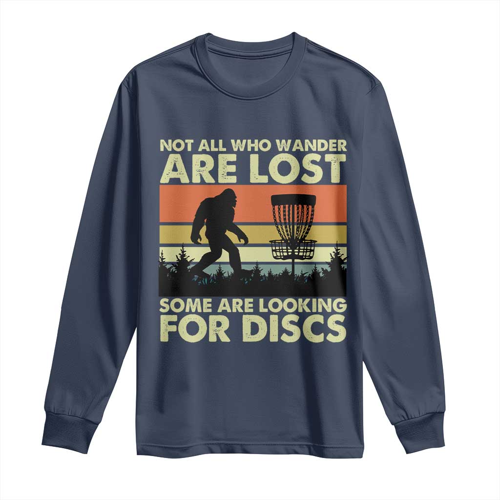 Funny Disc Golf Bigfoot Long Sleeve Shirt Vintage Sasquatch Sports Golfer Dad Frisbee TS10 Navy Print Your Wear