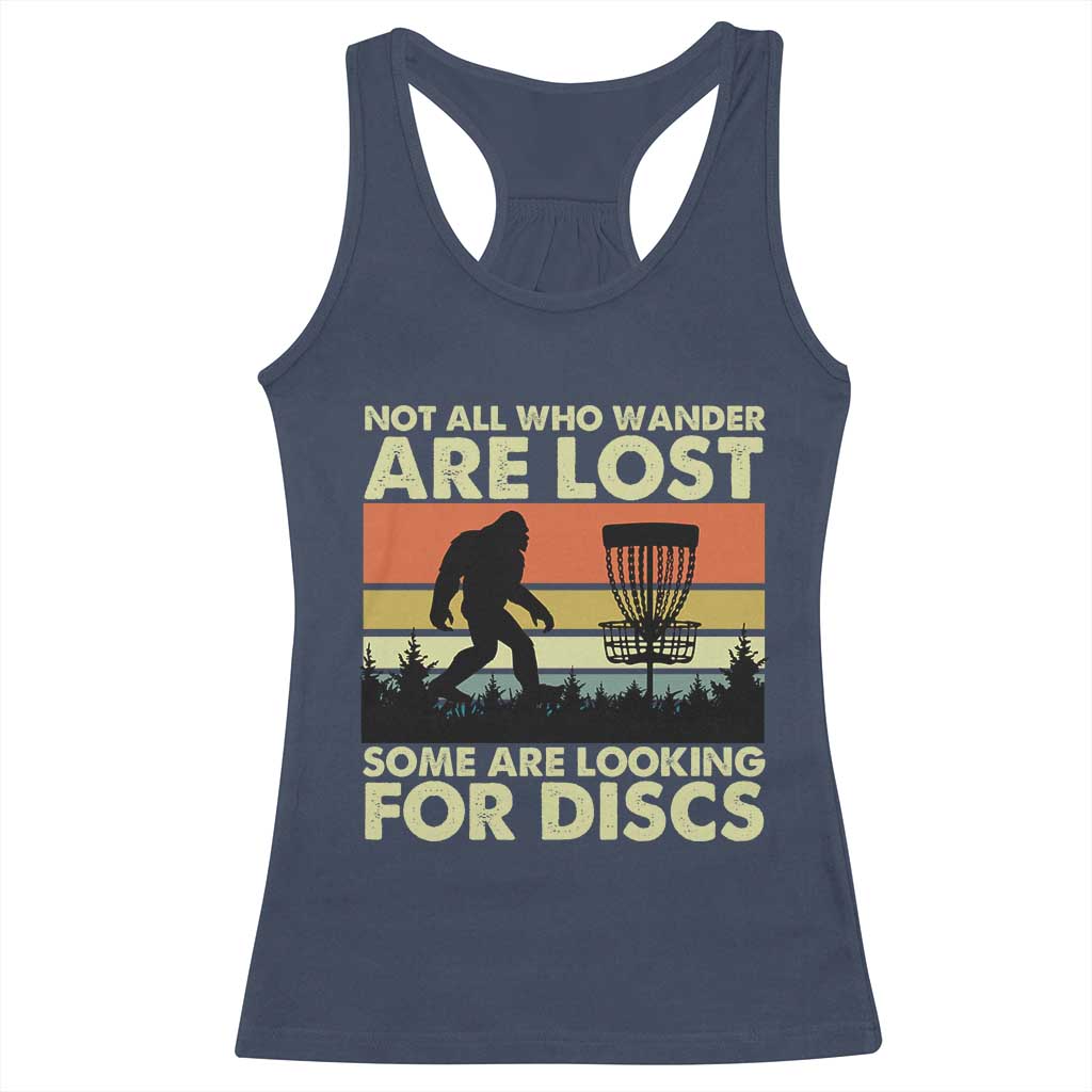 Funny Disc Golf Bigfoot Racerback Tank Top Vintage Sasquatch Sports Golfer Dad Frisbee - Print Your Wear