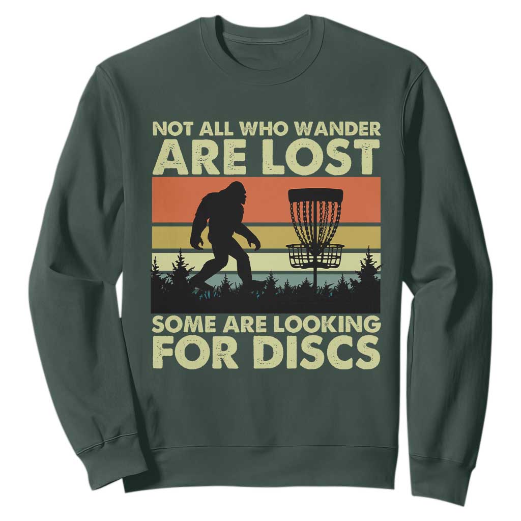 Funny Disc Golf Bigfoot Sweatshirt Vintage Sasquatch Sports Golfer Dad Frisbee TS10 Dark Forest Green Print Your Wear