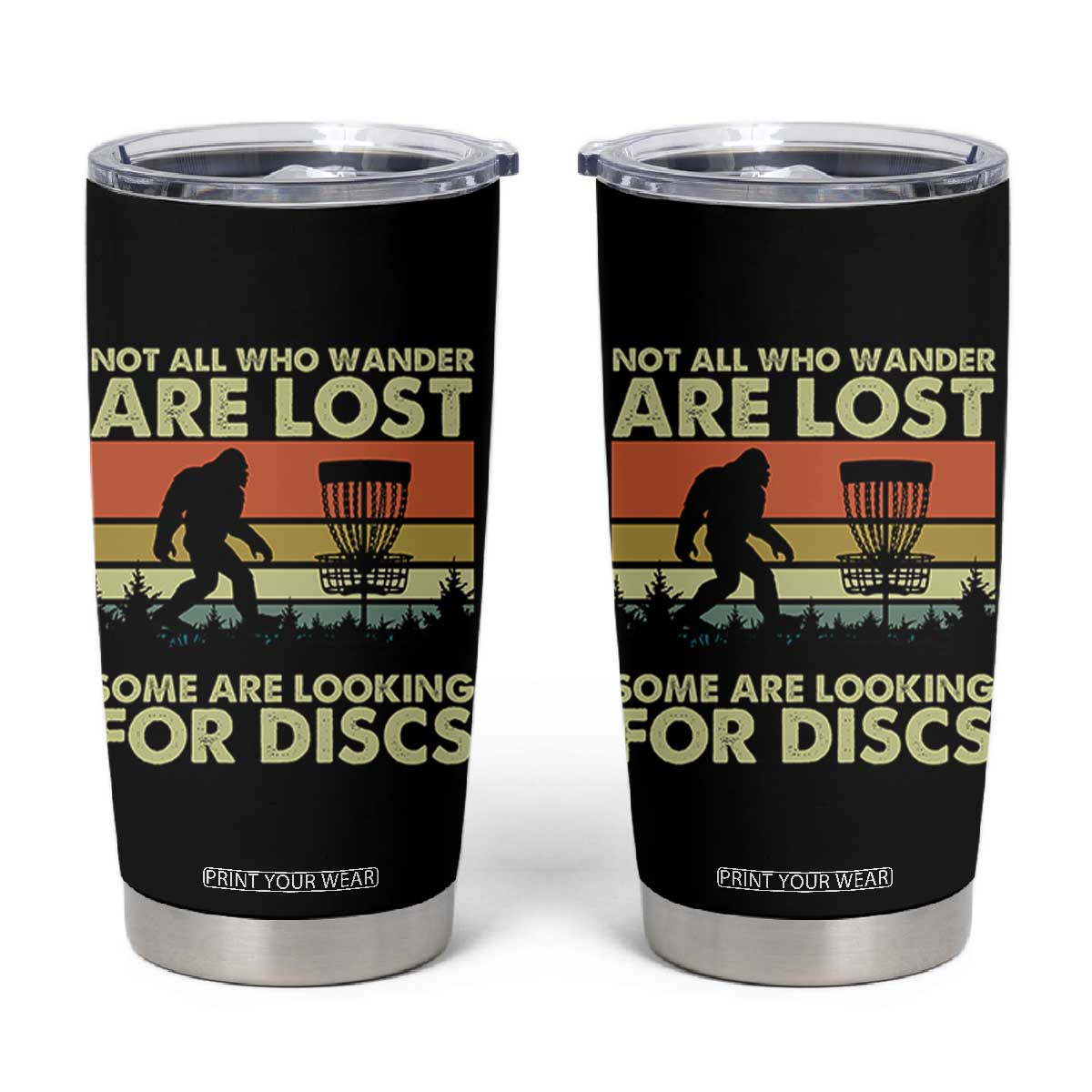 Funny Disc Golf Bigfoot Tumbler Cup Vintage Sasquatch Sports Golfer Dad Frisbee TS10 Black Print Your Wear