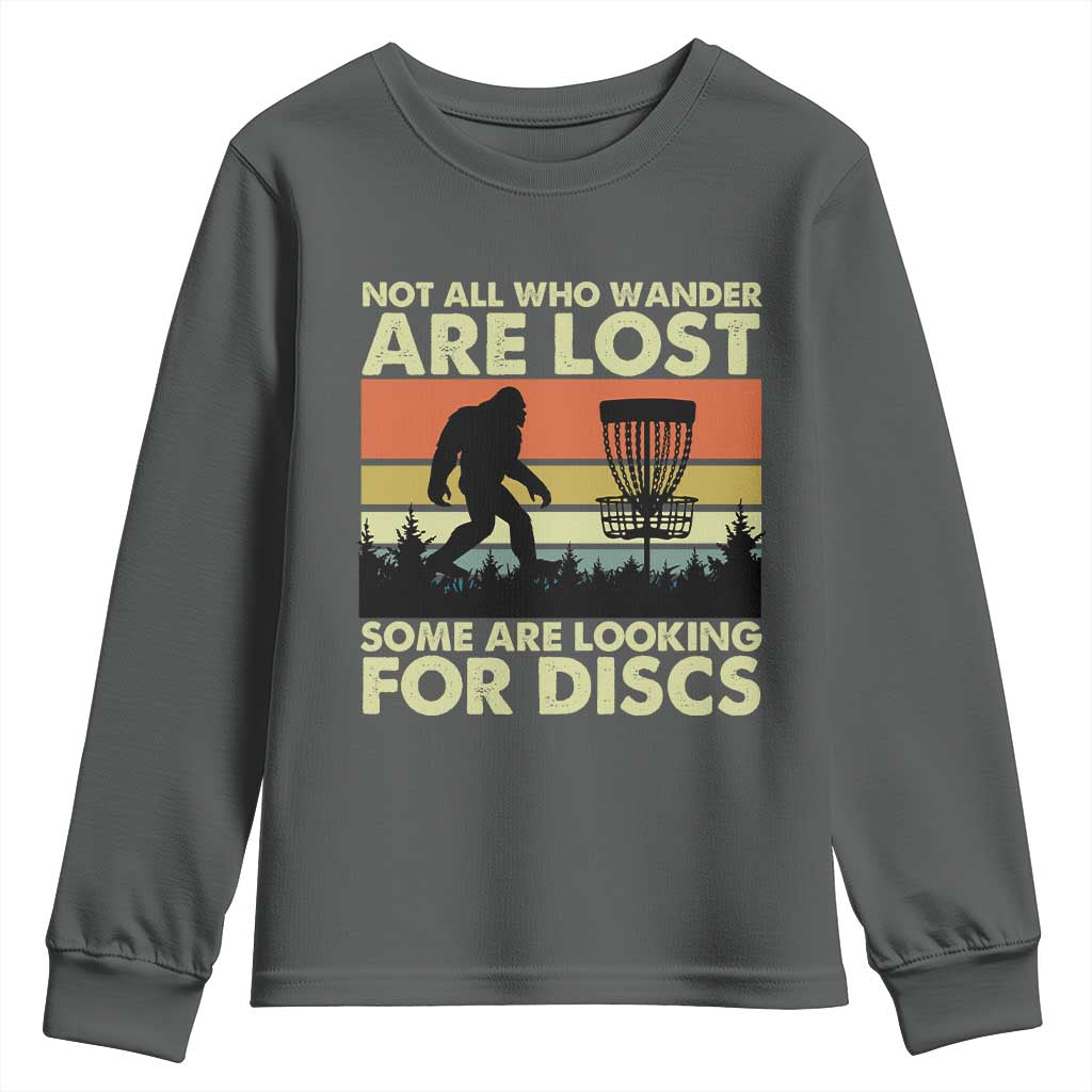 Funny Disc Golf Bigfoot Youth Sweatshirt Vintage Sasquatch Sports Golfer Dad Frisbee TS10 Dark Heather Print Your Wear