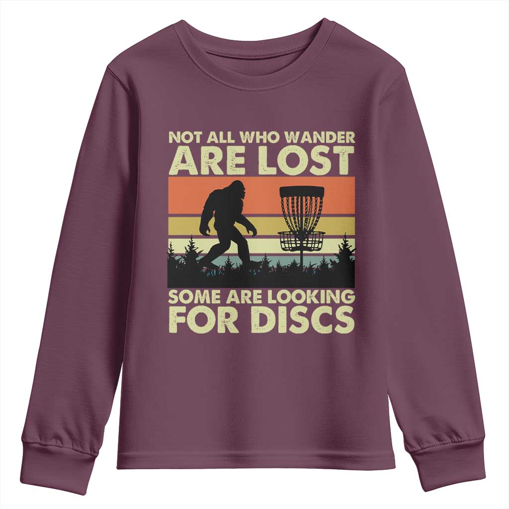 Funny Disc Golf Bigfoot Youth Sweatshirt Vintage Sasquatch Sports Golfer Dad Frisbee TS10 Maroon Print Your Wear