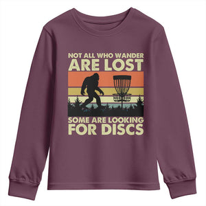 Funny Disc Golf Bigfoot Youth Sweatshirt Vintage Sasquatch Sports Golfer Dad Frisbee TS10 Maroon Print Your Wear