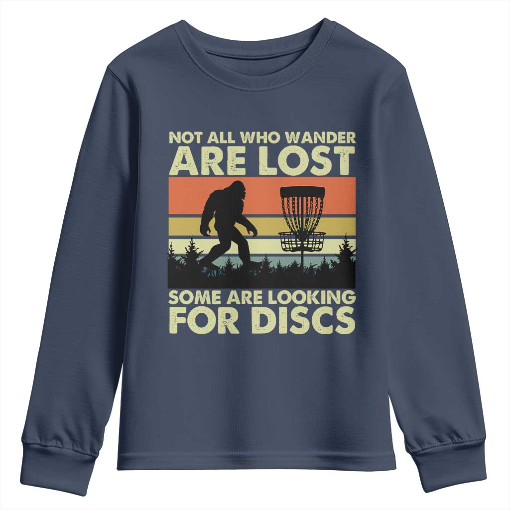 Funny Disc Golf Bigfoot Youth Sweatshirt Vintage Sasquatch Sports Golfer Dad Frisbee TS10 Navy Print Your Wear