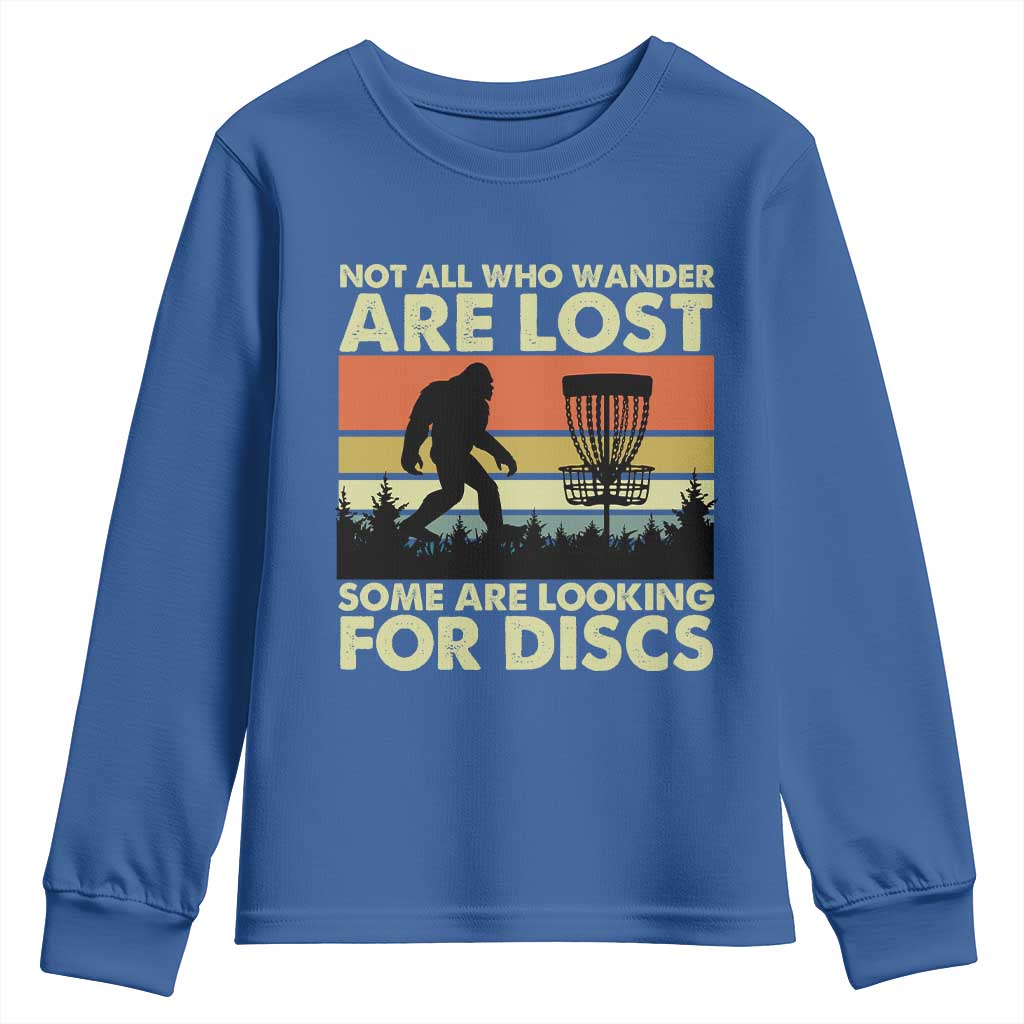 Funny Disc Golf Bigfoot Youth Sweatshirt Vintage Sasquatch Sports Golfer Dad Frisbee TS10 Royal Blue Print Your Wear