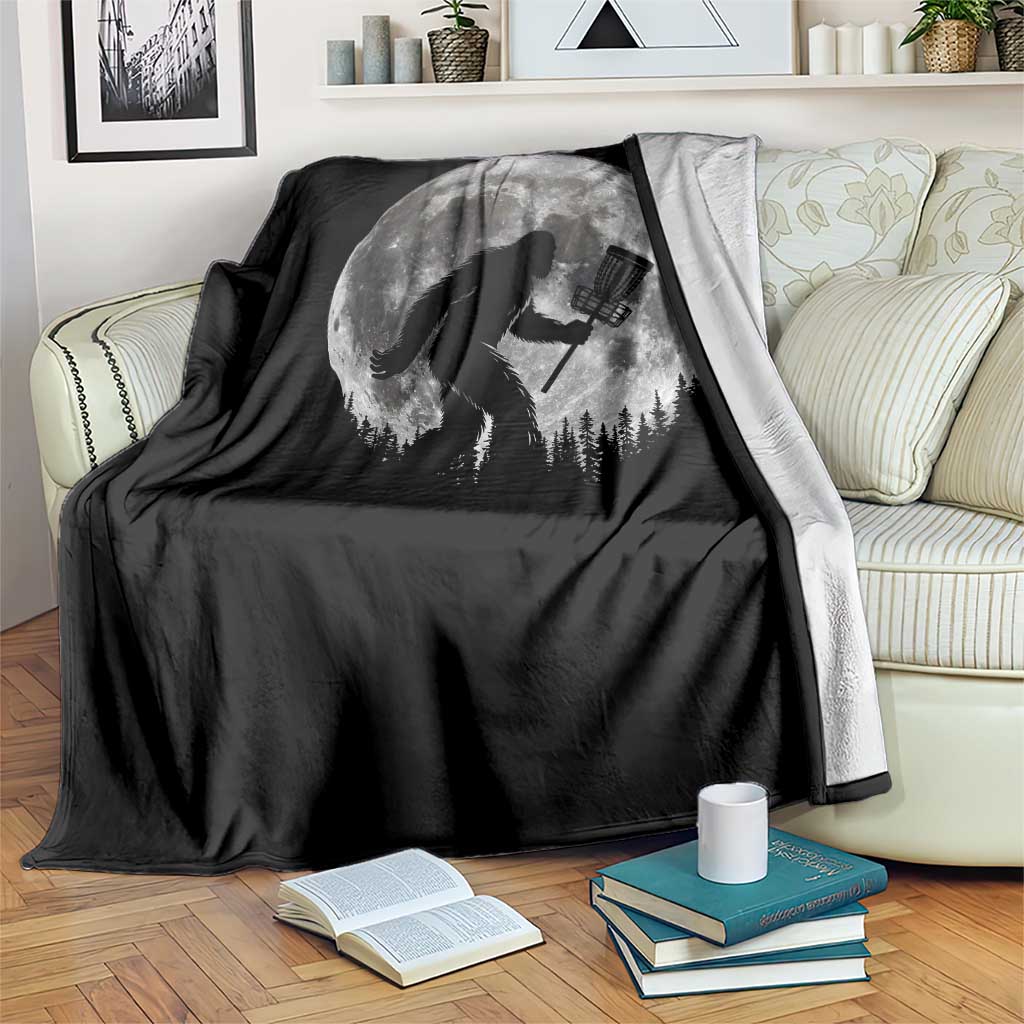 Disc Golf Bigfoot Throw Blanket Funny Cool Full Moon & Trees Sasquatch TS10 Print Your Wear