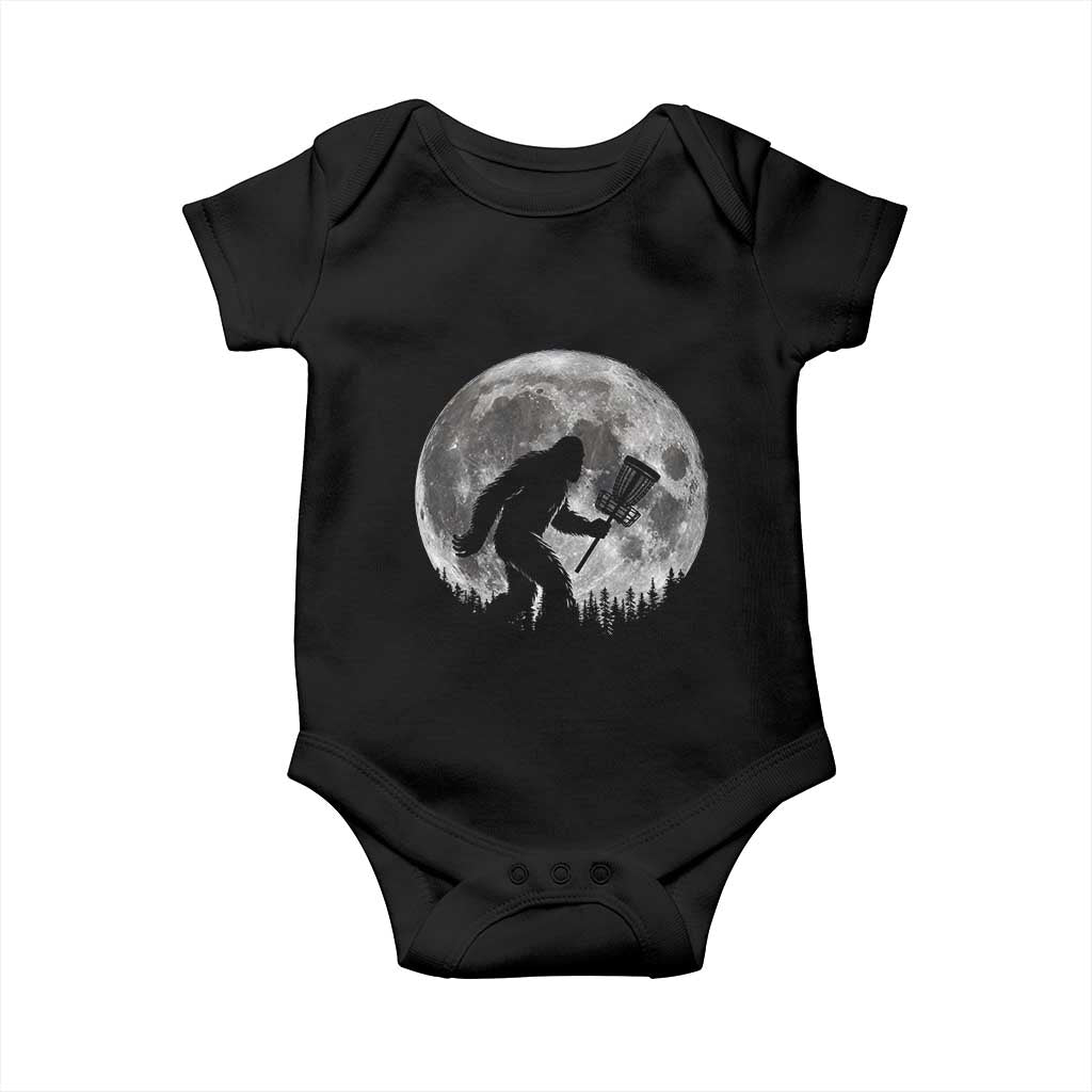 Disc Golf Bigfoot Baby Onesie Funny Cool Full Moon & Trees Sasquatch TS10 Black Print Your Wear