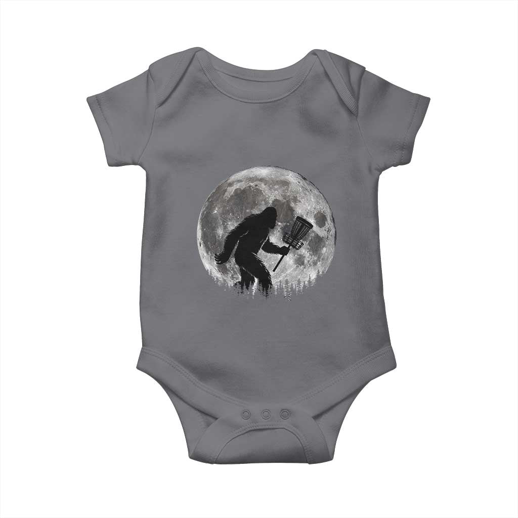 Disc Golf Bigfoot Baby Onesie Funny Cool Full Moon & Trees Sasquatch TS10 Charcoal Print Your Wear
