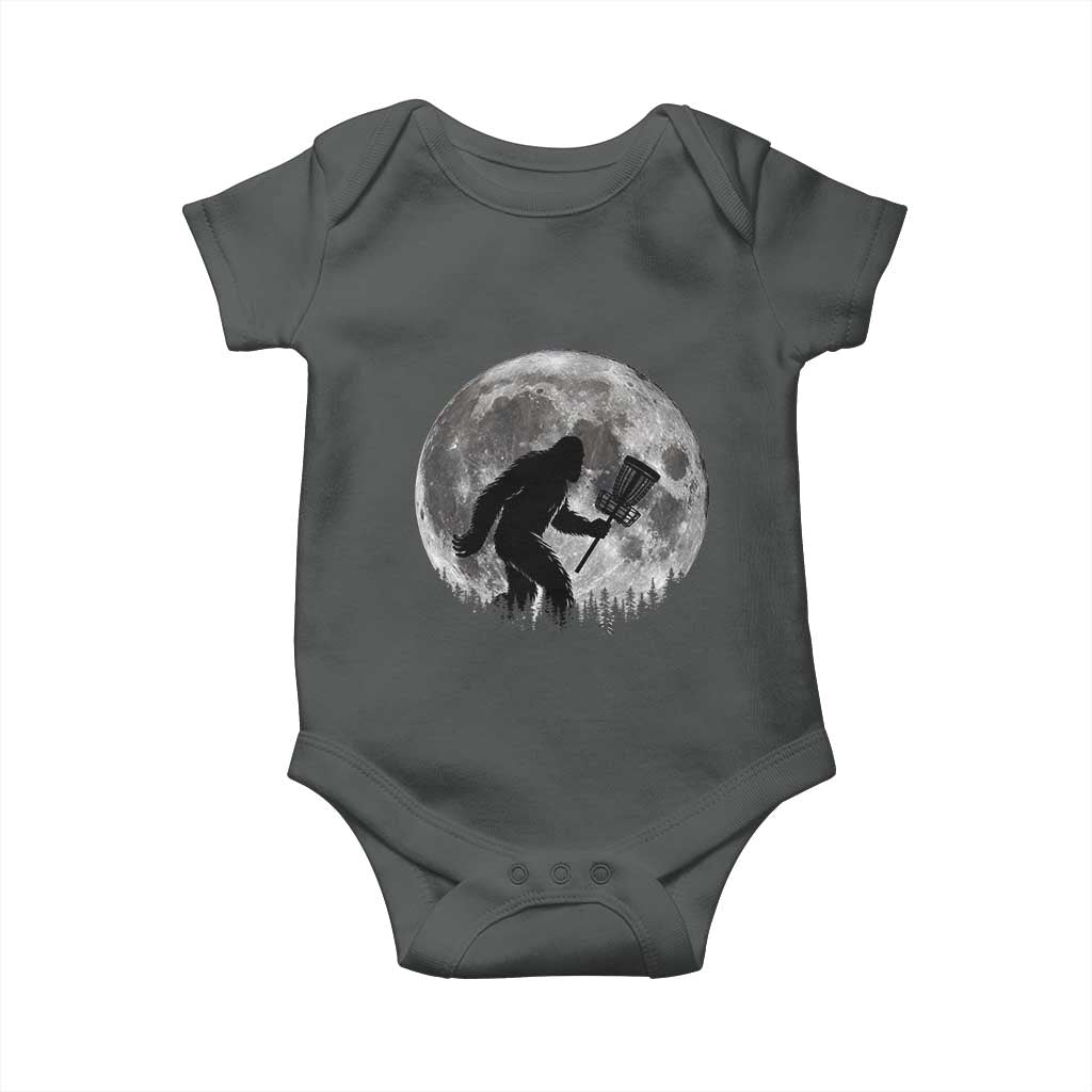Disc Golf Bigfoot Baby Onesie Funny Cool Full Moon & Trees Sasquatch TS10 Dark Heather Print Your Wear