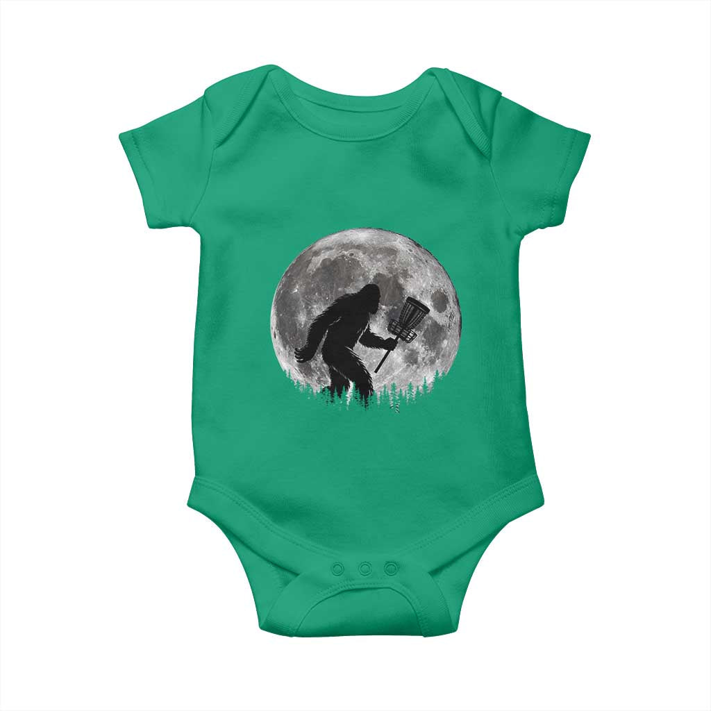 Disc Golf Bigfoot Baby Onesie Funny Cool Full Moon & Trees Sasquatch TS10 Irish Green Print Your Wear